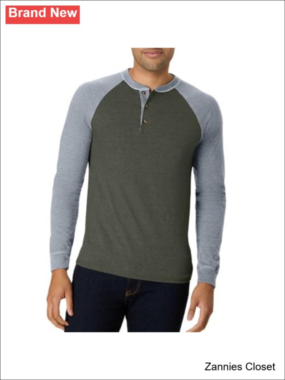 β¨ Hanes Men's Beefyt Henley Long Sleeve T-Shirt Cotton Tee Casual
